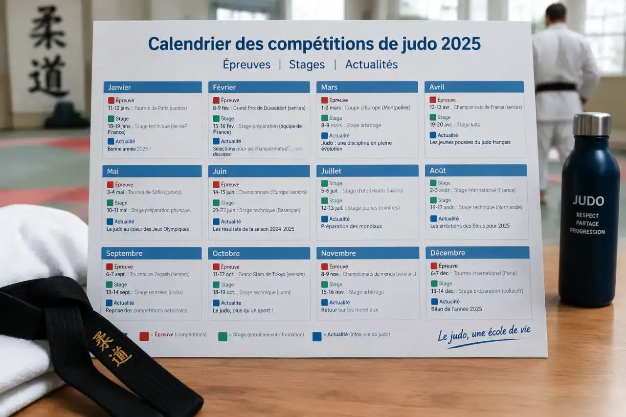 Calendrier des compétitions de judo 2025 : distinguer les épreuves des stages et des actualités